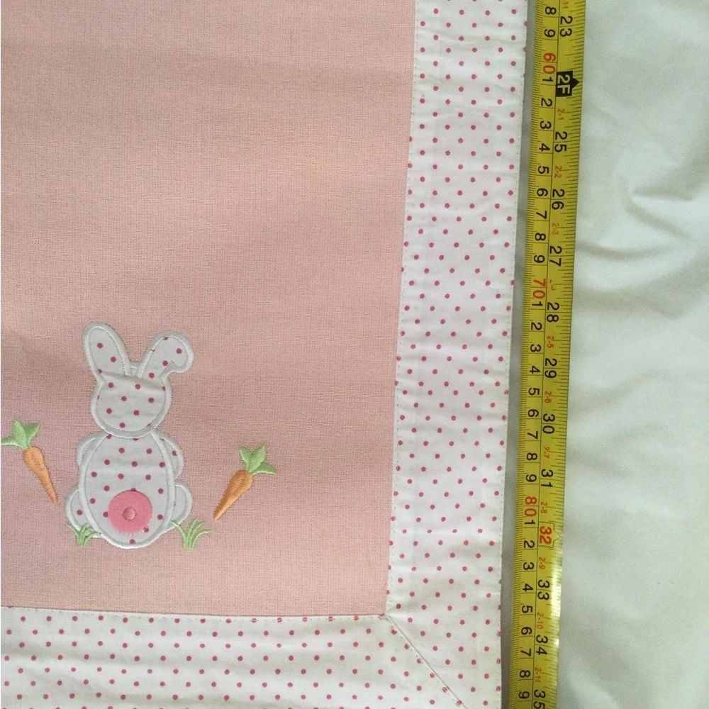 Easter table runner it’s beautiful pink with white polka‎ dot border - bunnies!